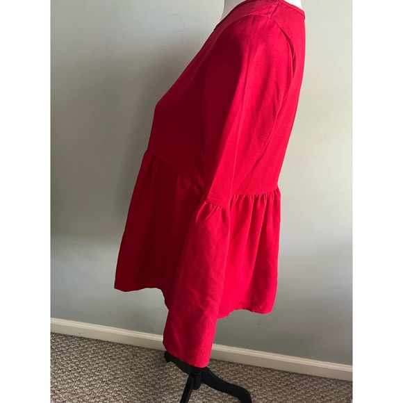 Red Peplum Ruffle Blouse Womens Top by Coral Size M Pullover - Picture 4 of 10